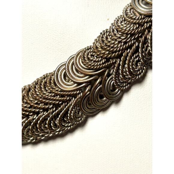 Vintage Egyptian Revival Interlocking Coil Collar Necklace 18in - Picture 10 of 10